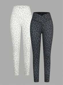 SHEIN Velisys 2 Buah Legging Olahraga Wanita - MultiWarna - View 7