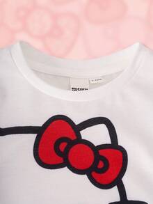HELLO KITTY AND FRIENDS | SHEIN Set Kaos dan Rok Lipit Motif Kartun untuk Bayi Perempuan - Merah - View 4