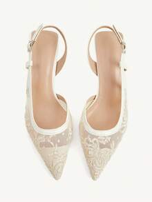 CUCCOO CHICEST Women's French Lace Sandals Pointed Chinese Style High Heels - Apricot - View 4