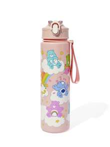 SHEIN X Care Bears 750ml 水瓶，附矽膠吸管與防漏蓋，適合旅行、觀光與學校使用，塑膠材質 - 淺粉色 - 查看 8