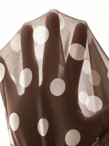 Juhart Plus Size V-Neck Sleeveless Polka Dot Front Tie Blouse - Coffee Brown - View 7