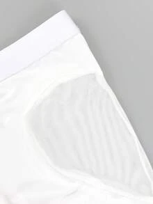 SHEIN DrisQ 男士網格拼接性感四角內褲 - 白色 - 查看 4