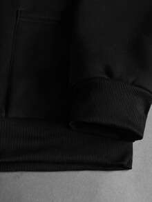 PAVTROS Men's Rhinestone Embellished Casual Pocket Long Sleeve Hooded Jacket - Black - View 6