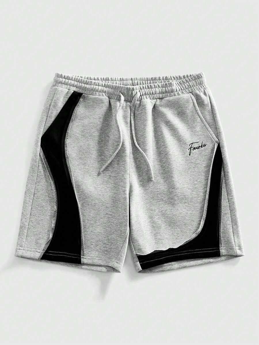 ROMWE MEN Essentials Elastic Waist Drawstring Casual Summer Versatile Loose Fit Lightweight Everyday Shorts - Grey - View 1