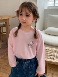 Dazy Kids HELLO KITTY | DAZY Kaos Lengan Panjang Motif Kartun Lucu untuk Anak Perempuan, Cocok untuk Pakaian Sehari-hari di Musim Gugur - Berwarna merah muda - View 6