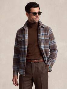 Lornavo Men's Solid Color High Neck Long Sleeve Sweater High Quality - Mocha Brown - View 7