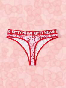 HELLO KITTY AND FRIENDS | SHEIN 女款字母卡通印花休閒丁字褲 - 粉色 - 查看 2