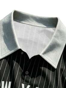 Manfinity EMRG Men's Plus Size Striped Letter Print Polo Shirt - Multicolor - View 5