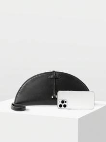 MOTF WOMEN'S FASHION HALF-MOON CLUTCH, CLASSIC BLACK, MINIMALIST HANDBAG FOR DAILY, COMMUTING, BANQUETS, DRESS MATCHING - Black - View 5
