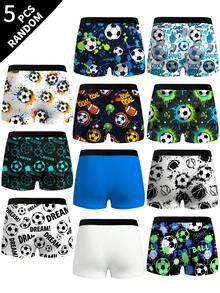 Dikirim secara acak 5 dari 10 model celana dalam boxer anak laki-laki besar dengan berbagai motif sepak bola piksel, kain lembut dan ramah kulit, cocok untuk anak laki-laki yang lebih besar. - MultiWarna - View 6