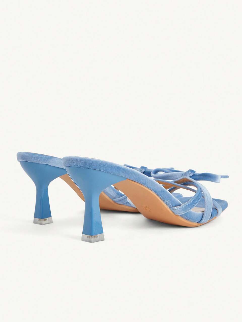 CUCCOO CHICEST Cross Strap Bow Accessories Open-Toed Square Toe Stiletto Fashion Commuter Blue Suede Heels Sandals Dating Vacation Afternoon Tea