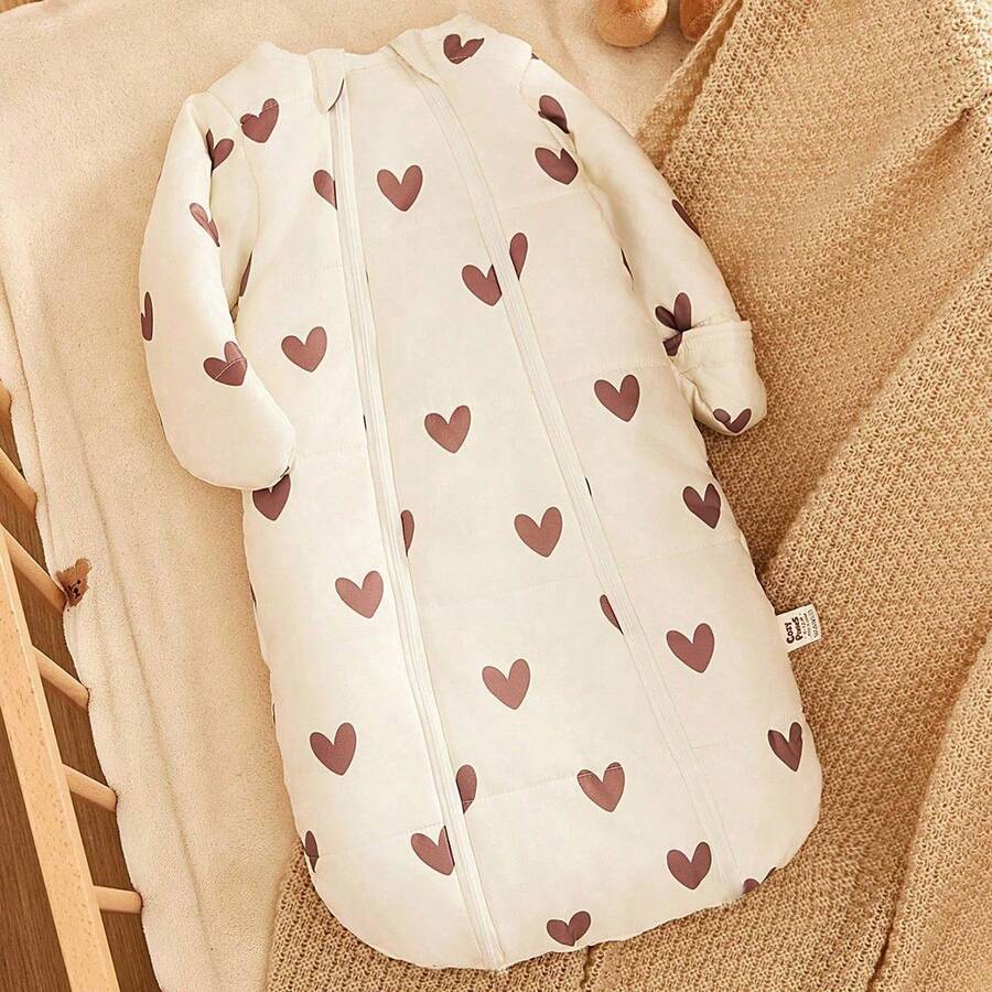 Cozy Pixies 1 حزمة من أكياس النوم للأطفال الطويلة الأكمام المبطنة والدافئة مع طباعة قلب. - متعدد الألوان - مشاهدة 1