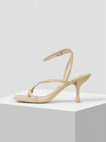 Mnmlis Women's Square Toe Apricot Strap Fashion High Heel Sandals, Suitable For Commuting, Dating And Party Wear - Apricot - View 2