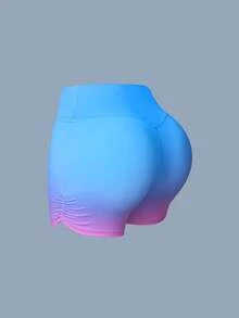 Core Rhythm New Summer Women's Gradient Tie-Dye High Waist Yoga Shorts With Side Ruched Details To Shape Hips, Suitable For Fitness, Running And Daily Wear - Multicolor - View 6