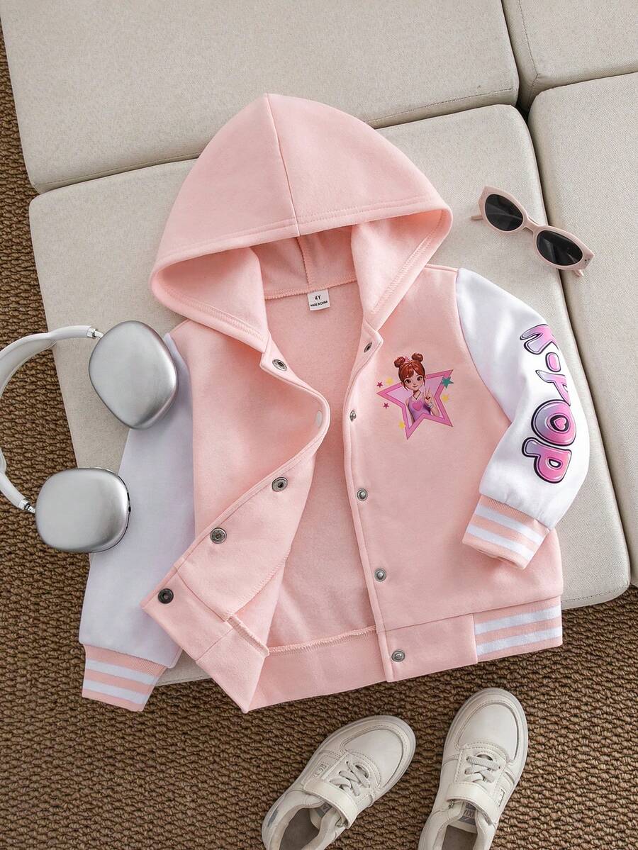 SHEIN Elladie kids 女童獨角獸紮染印花連帽夾克