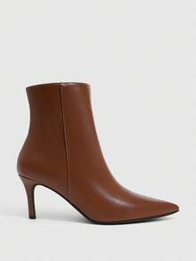 Daringsoles 女款尖頭細高跟踝靴，2026秋冬新款軟皮細高跟短靴 - 棕色 - 查看 1