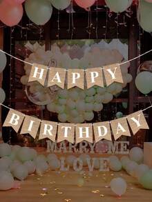 1Set Happy Birthday Linen Wood Tone Double Tail Pennant Banner Minimalist Style Triangle Flag Party Decor For Birthday Camping Home Store Photo Background All Scene Atmosphere Decoration Supply - Happy Birthday (Linen) - View 8