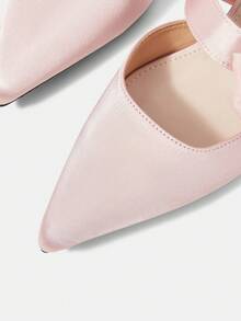 CUCCOO HITCHD Women Chic Side Buckle Sexy Pointed Toe Hollow Back High Heels Valentine Day Spring Shoes For Christmas Kitten Heels Fall Shoes - Pink - View 4