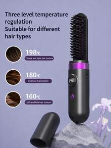 Teckwe Wireless Straightening Comb Negative Ion Hair Care, One Comb To Smooth FlyawaysNegative Ion Anti-Scald Straightening Comb, Smoothing Natural Curls Without Damaging Hair Quality Built In 4000mAh Battery - one size fits all - View 5