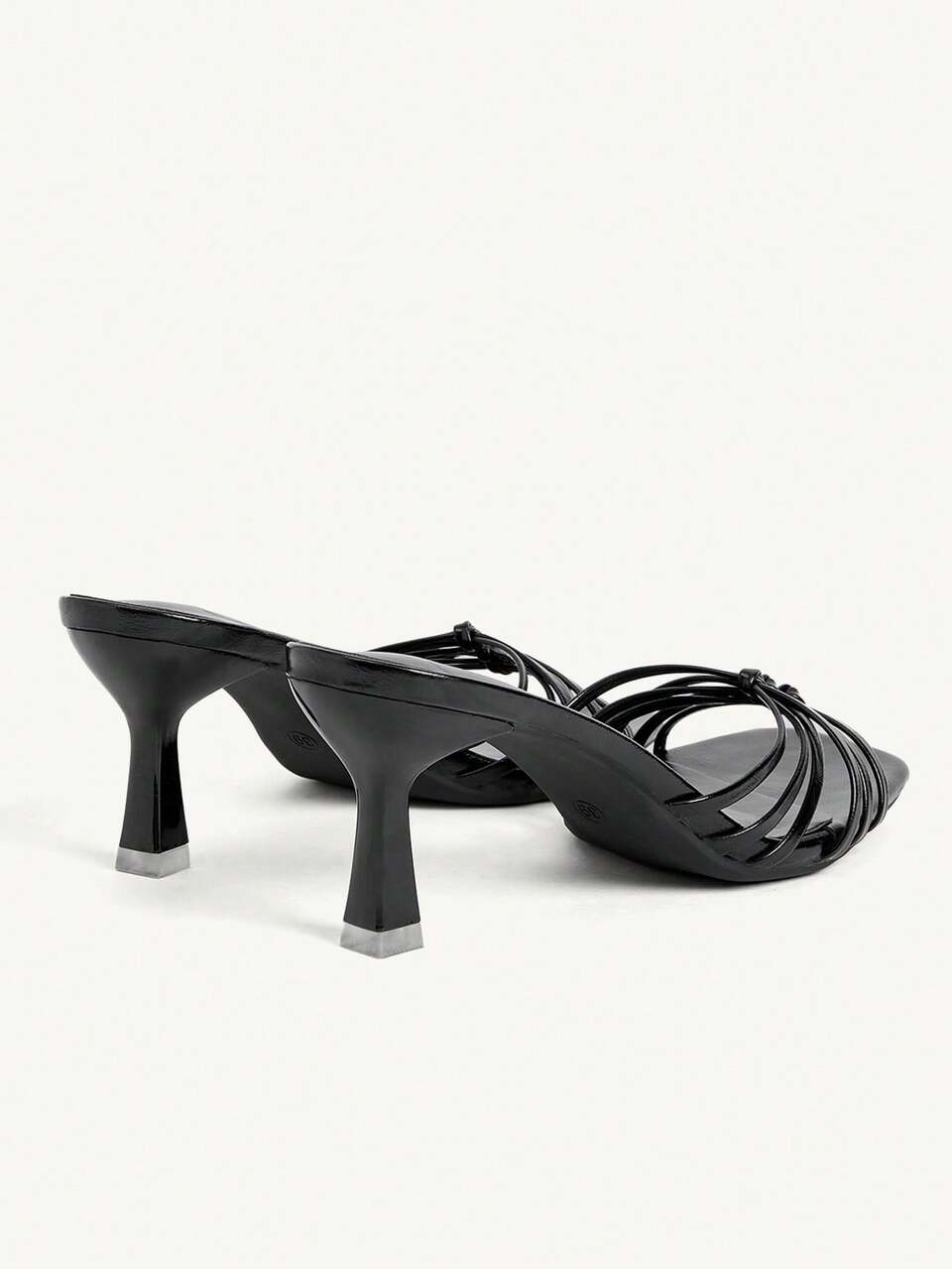 CUCCOO CHICEST Simple And High-End Black Woven Thin Strap High-Heeled Sandals, Square Toe Open-Toed High-Heeled Shoes Temperament Style