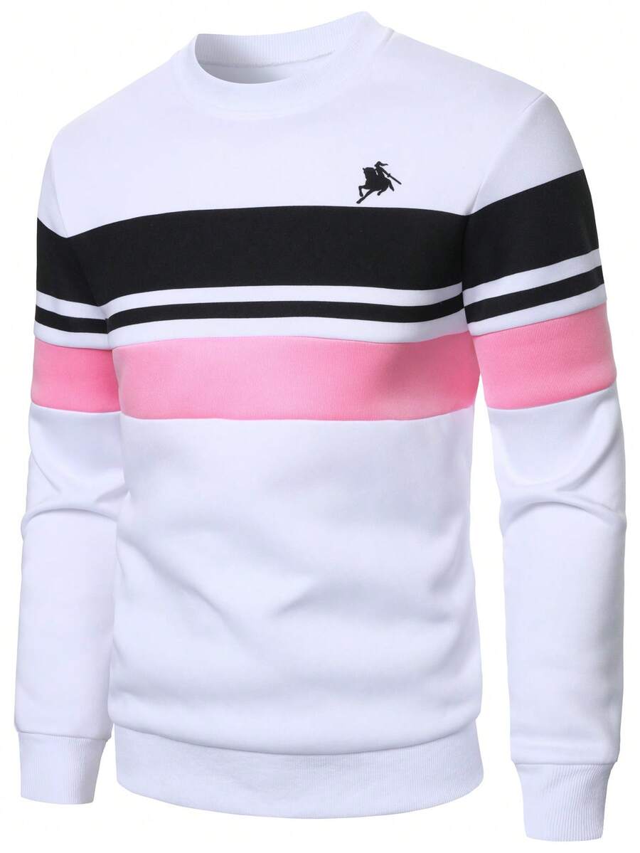 Manfinity Homme Men's Colorblock Fashion Casual Pullover Sweatshirt - Multicolor - View 1