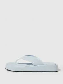 HighSole 春夏新款寬版設計露趾厚底增高極簡風涼鞋 - 牛仔淺藍 - 查看 2