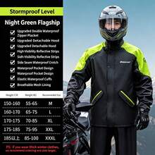SHEIN Unisex Adult Separate Rain Jacket & Pants Set, Full Body Heavy Rainproof Motorcycle Riding Rain Suit With Adjustable Hood, Full Coverage Waterproof Rain Gear For Work, Travel & Outdoor Activities - Men's and women's styles - View 16