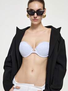 Bralution 女款蕾絲飾邊性感無肩帶日常內衣 - 白色 - 查看 7