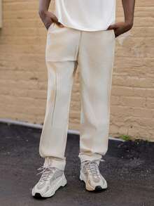 BelSigned BelSigned Men's Woven Casual High-Waisted Straight-Leg Suit Trousers, Long-Style, Suitable For Spring/Summer - Beige - View 6