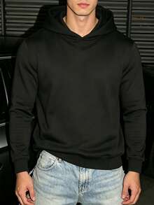 Manfinity Dauomo Men's Rhinestone Back Mesh Long Sleeve Pullover Sweatshirt - Black - View 3
