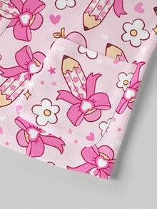 TaskEZ Scrub Set Short Sleeve Top And Long Pants With Pencil And Apple Print Pattern, Suitable For Work Commute And Pet Hospital, Back To School Season - Multicolor - View 6