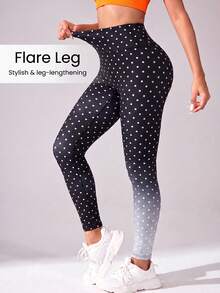 Velisys Velisys New Summer Women's High Waist Slim Fit Polka Dot Gradient Print Sports Leggings - Multicolor - View 2