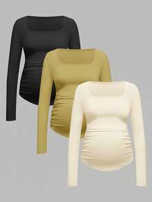 SHEIN 3 piezas Camisetas de maternidad - Multicolor - Ver 7