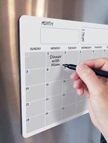 Haus Hana 1Pc/2Pcs Magnetic Fridge Monthly Calendar Board, Soft Dry Erase Rubber Magnet Material, Grid Monthly Layout Reusable Writable Planner For Refrigerator Household Schedule Reminder, Gift For Family Household Managers Holiday Present - Multicolor - View 2