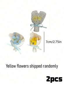 2 bó hoa giả mini bọc ren, bó hoa giả nhỏ xíu kèm nơ ruy băng, hoa giả trang trí dễ thương, quà tặng đám cưới, trang trí bàn làm việc tại nhà, đạo cụ chụp ảnh và dự án thủ công DIY - Nhiều màu - Xem 12