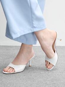 CUCCOO BIZCHIC 女款時尚女鞋 多功能百搭高跟涼鞋 婚禮優雅商務休閒 PU布面涼鞋 - 純白 - 查看 4