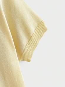 EASEVO Men's Plus Size Solid Color Short Sleeve Knit Top - Yellow - View 7
