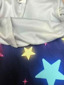一套女童夜光独角兽印花圆领长袖上衣和打底裤睡衣套装 - 藏蓝色 - 查看 5