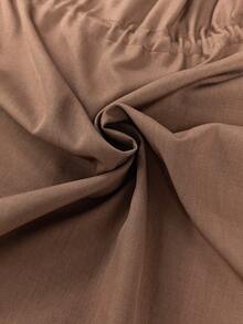 SHEIN LUNE CURVE معطف ترنش نسائي للخريف/الشتاء بياقة وكشكشة وحزام، جاكيت متوسط الطول بأكمام طويلة وخصر برباط، ملابس مناسبات للتنقل اليومي والعمل - قهوة بني - مشاهدة 4