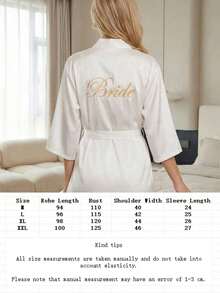 Cirelle 1pc Satin Bride Robe With Gold Embroidery - Soft Silk Kimono Bridal Robe For Women - Short White Bathrobe Loungewear For Wedding Day, Bridal Party & Getting Ready - White - View 17