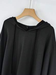Sweetra Halloween Plus Size Loose Cape Style Pocket Sweatshirt, Autumn/Winter Fall - Dark Grey - View 6