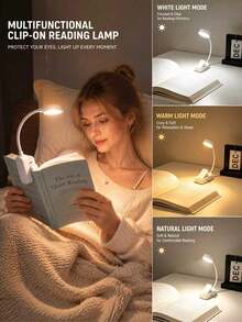 Clip On Reading Light, Flexible LED Book Light For Bedside, Portable Battery Powered Bookmark Lamp For Night Reading(Battery Not Included) - one-size - View 2