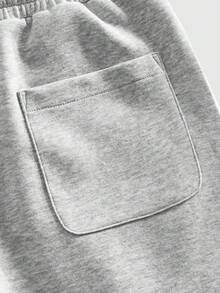 ROMWE MEN Essentials Elastic Waist Drawstring Casual Summer Versatile Loose Fit Lightweight Everyday Shorts - Grey - View 5
