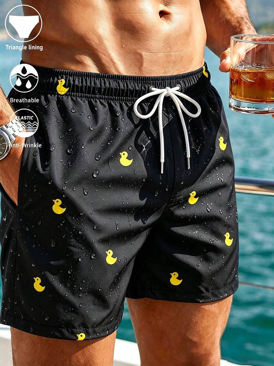 CoralVoy Celana Pendek Pantai Pria, Cocok untuk Musim Panas, Celana Renang Pria, Celana Renang Pria, Baju Renang Pria, Hawaii, Liburan - Hitam - View 1