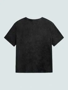 Modcrash Kaos Pria Ukuran Besar Kasual Musim Panas Motif Pohon Palem Matahari Terbenam Kerah Bulat Dicuci - Hitam - View 4