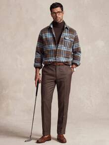 Lornavo Men's Casual Plaid Shacket - Dusty Blue - View 7