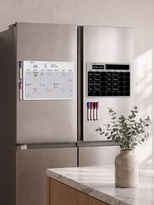 Haus Hana 1Pc/2Pcs Magnetic Fridge Monthly Calendar Board, Soft Dry Erase Rubber Magnet Material, Grid Monthly Layout Reusable Writable Planner For Refrigerator Household Schedule Reminder, Gift For Family Household Managers Holiday Present - Multicolor - View 8