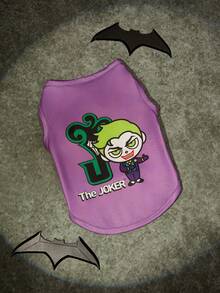 Batman X PETSIN 1件可愛小丑印花寵物背心，夏季薄款親膚透氣防汗，適合室內放鬆或炎熱戶外夏季散步 - 彩色 - 查看 19