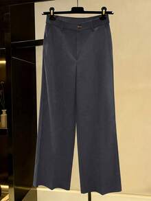 Franclia 女款兩件套套裝，棕色條紋翻領襯衫，附腰帶無袖背心與高腰寬腿長褲，優雅秋季返校風格 - 灰色 - 查看 6