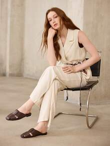 MOTF PREMIUM COFFEE BROWN LEATHER ROUND HEAD CASUAL SIMPLE COMMUTER WOMEN'S FLAT SHOES - Coffee Brown - View 8